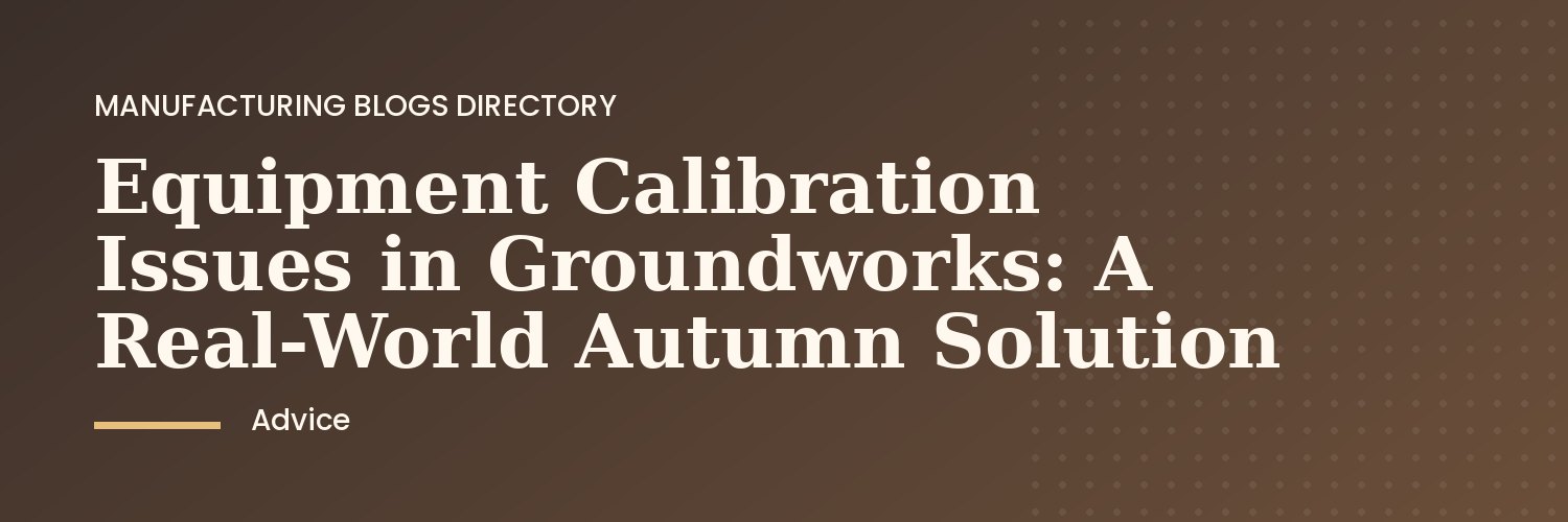 Construction worker checking calibration of site equipment in autumn